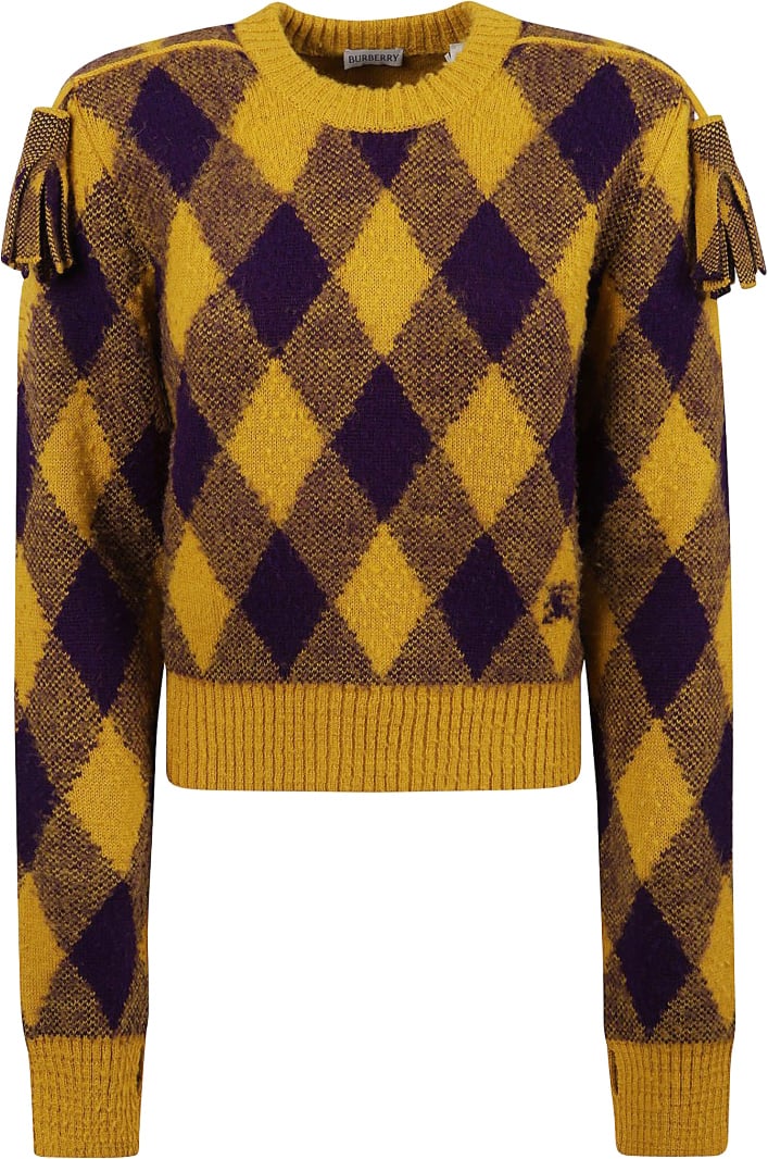 Burberry Cropped Argyle Pattern Sweater Divers