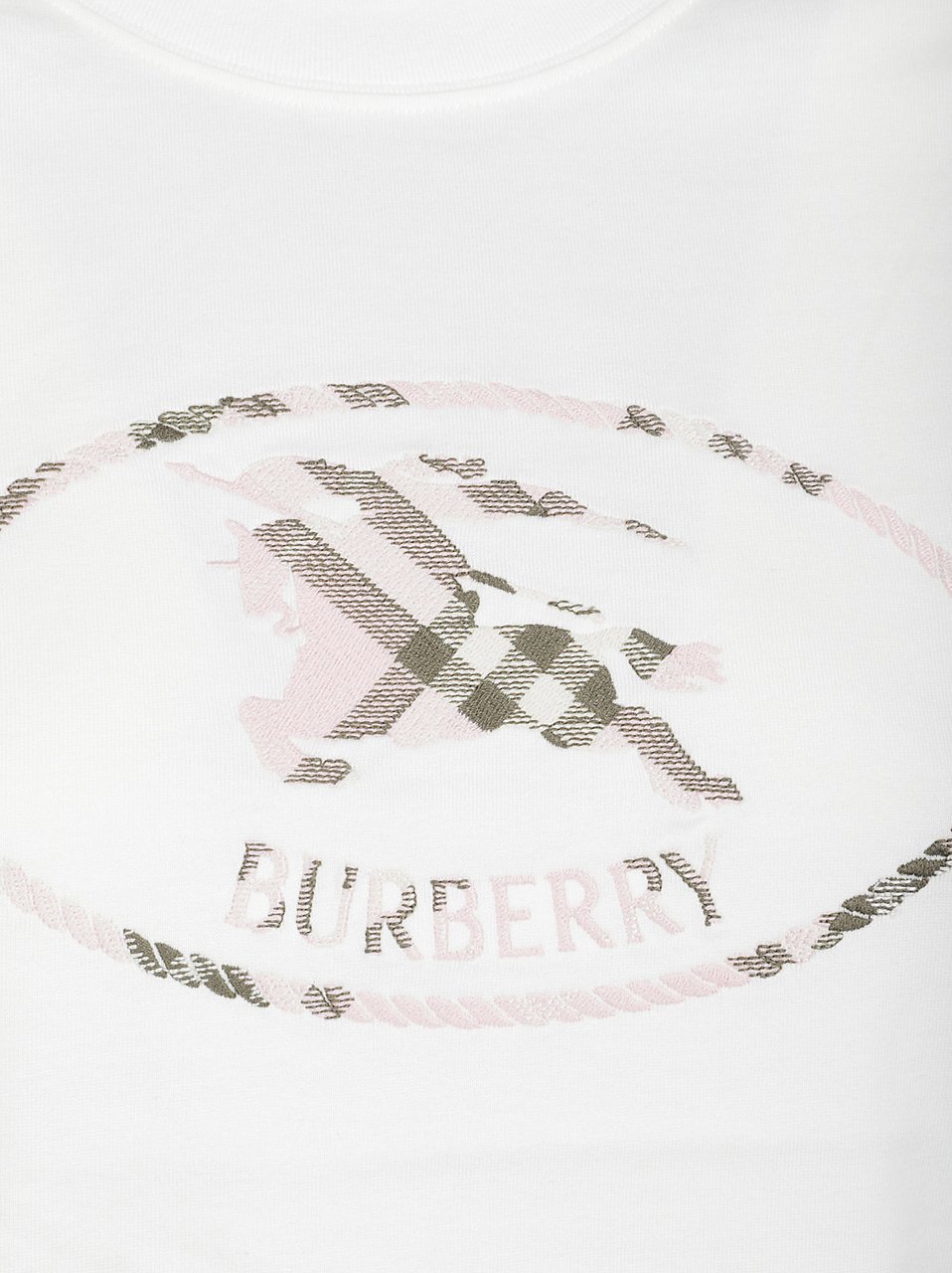 Burberry White Short-Sleeve T-Shirt with Subtle Plaid Emblem Wit