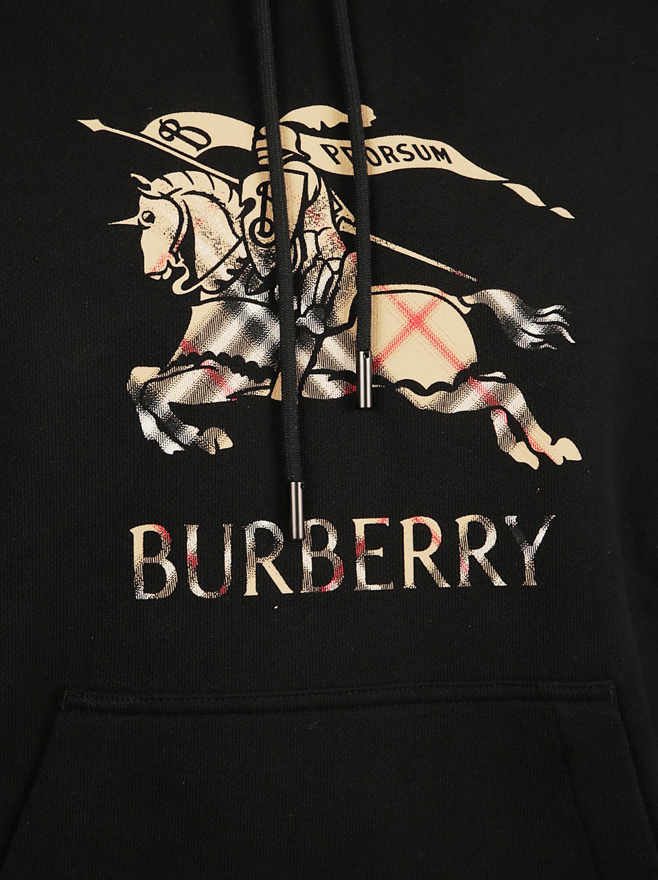 Burberry Equestrian Knight Print Cotton Sweatshirt Zwart