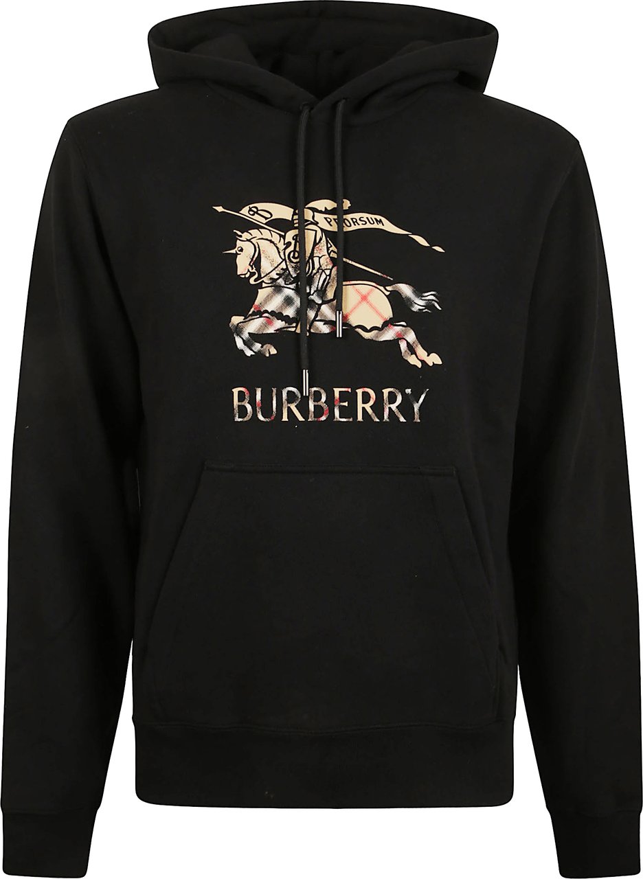 Burberry Equestrian Knight Print Cotton Sweatshirt Zwart