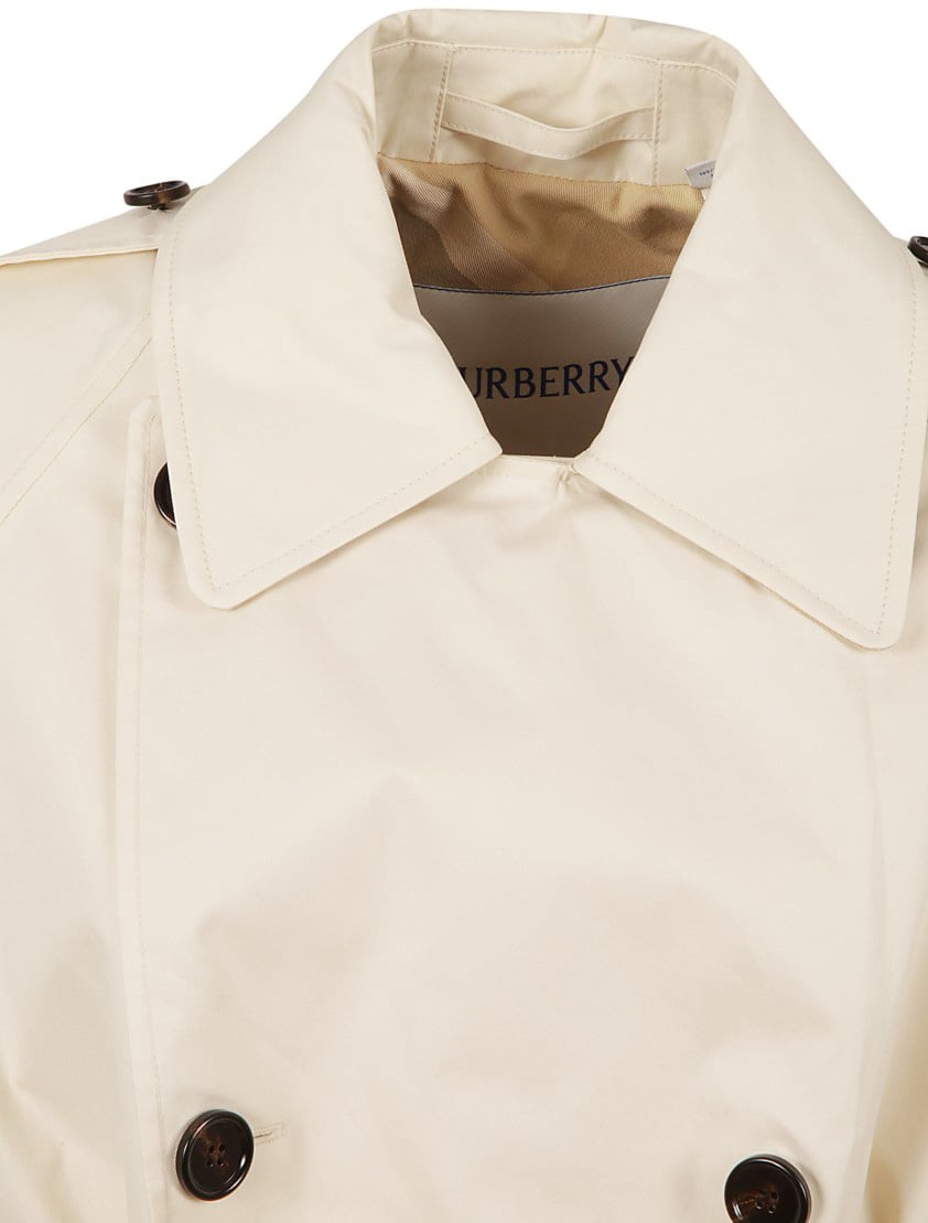 Burberry Double-Breasted Cotton Trench Coat Neutraal