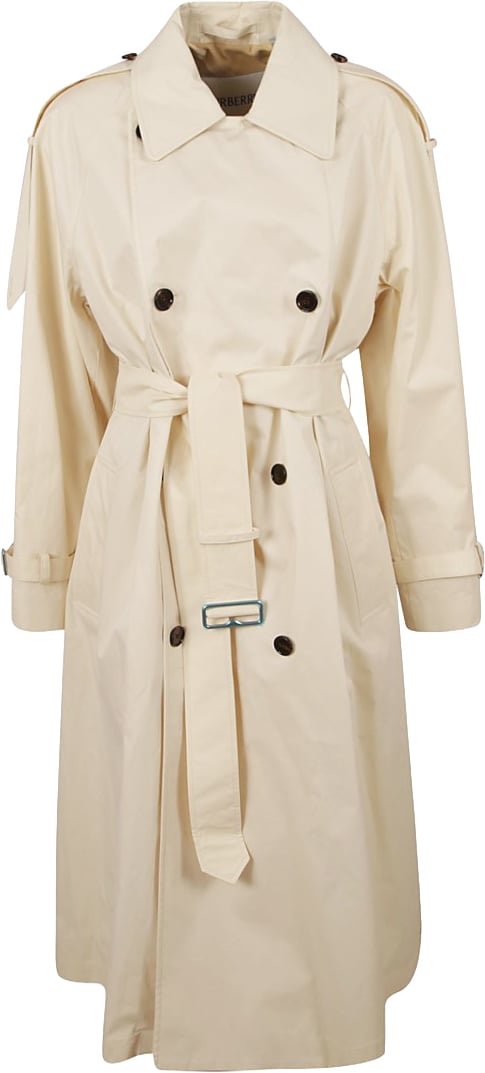 Burberry Double-Breasted Cotton Trench Coat Neutraal