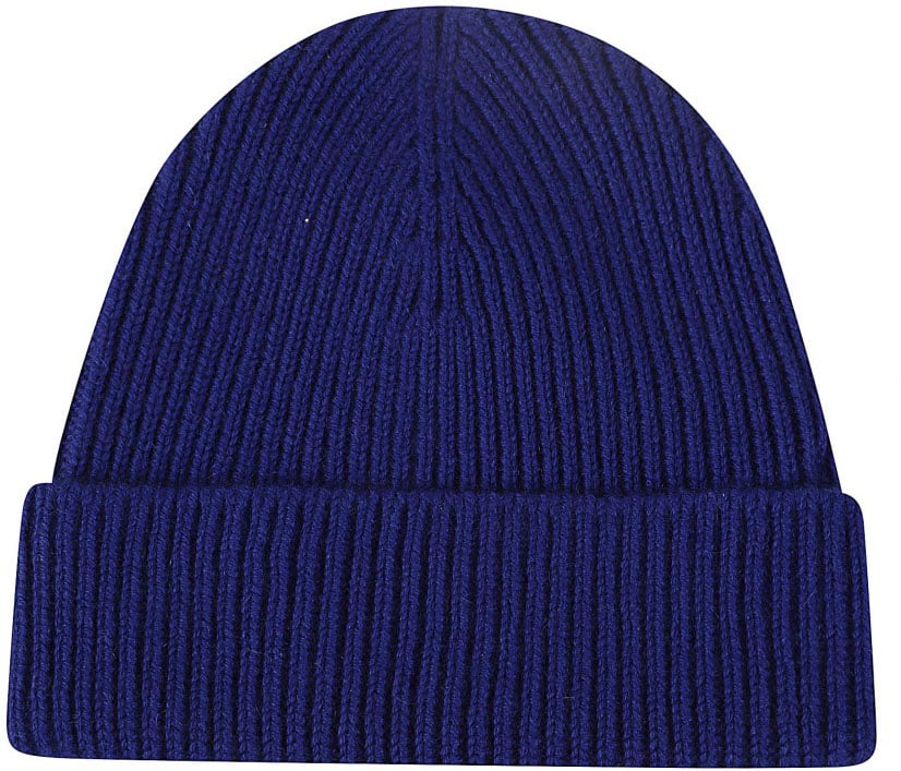 Burberry Ribbed Cashmere Beanie With Folded Cuff Blauw