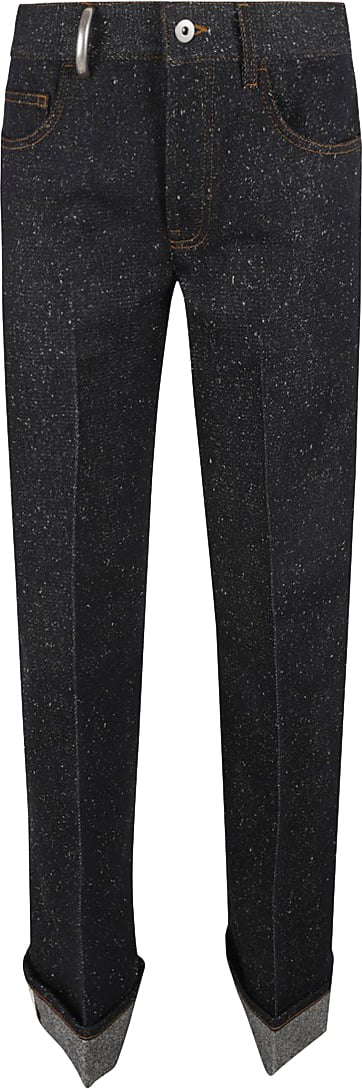Burberry Straight-Leg Blue Trousers With Subtle Texture Blauw