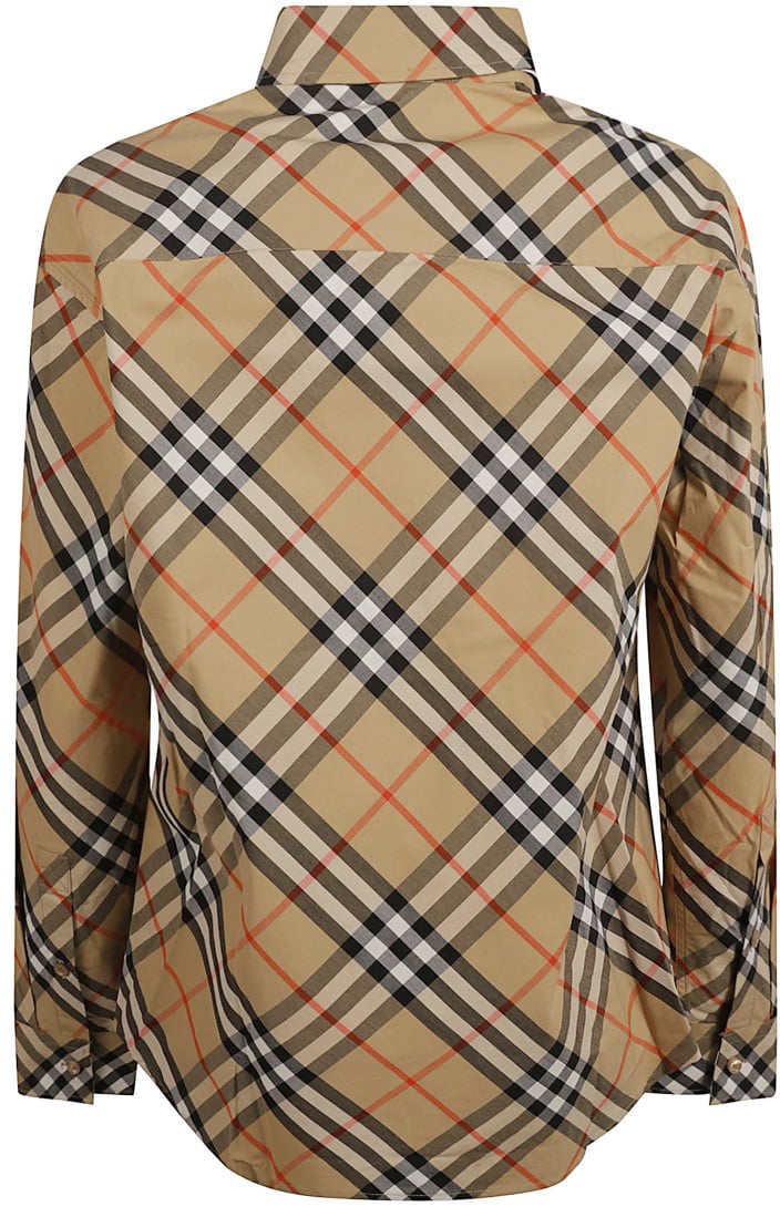 Burberry Plaid Cotton Shirt With Structured Collar Neutraal