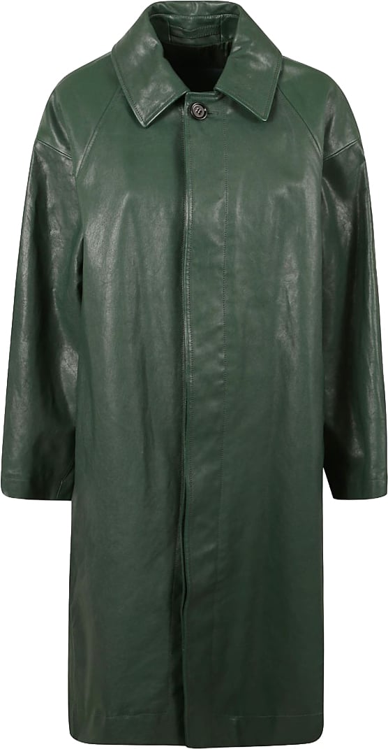 Burberry Calf Grain Leather Coat Groen