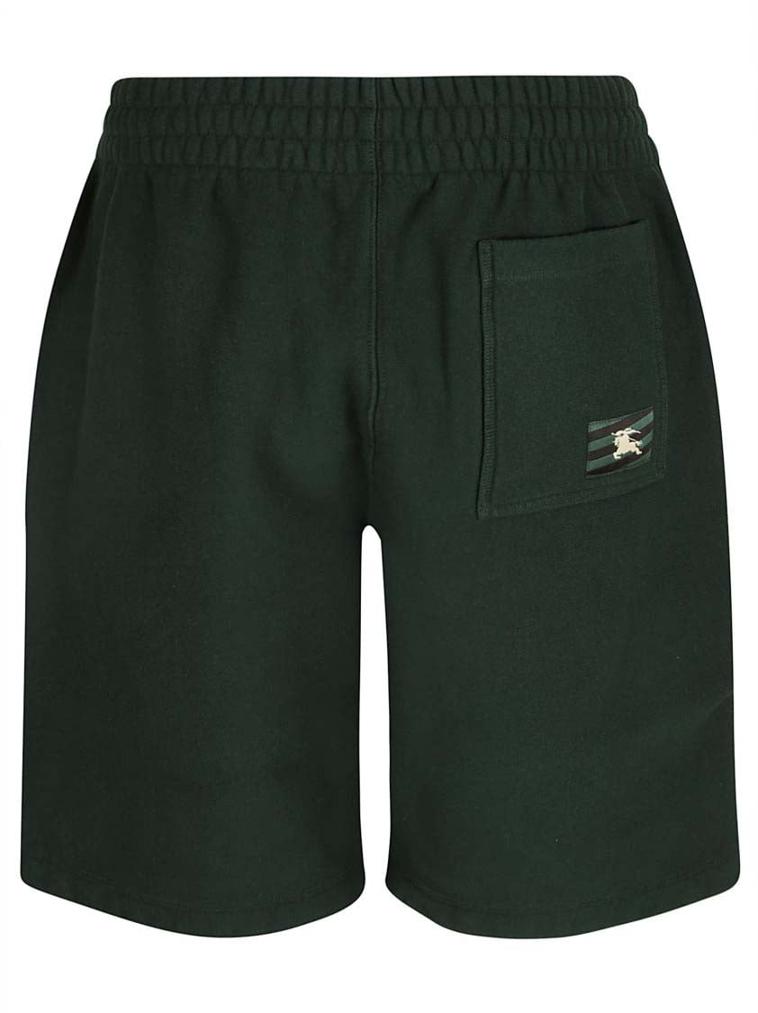 Burberry Relaxed-Fit Green Shorts With Elastic Waistband Zwart