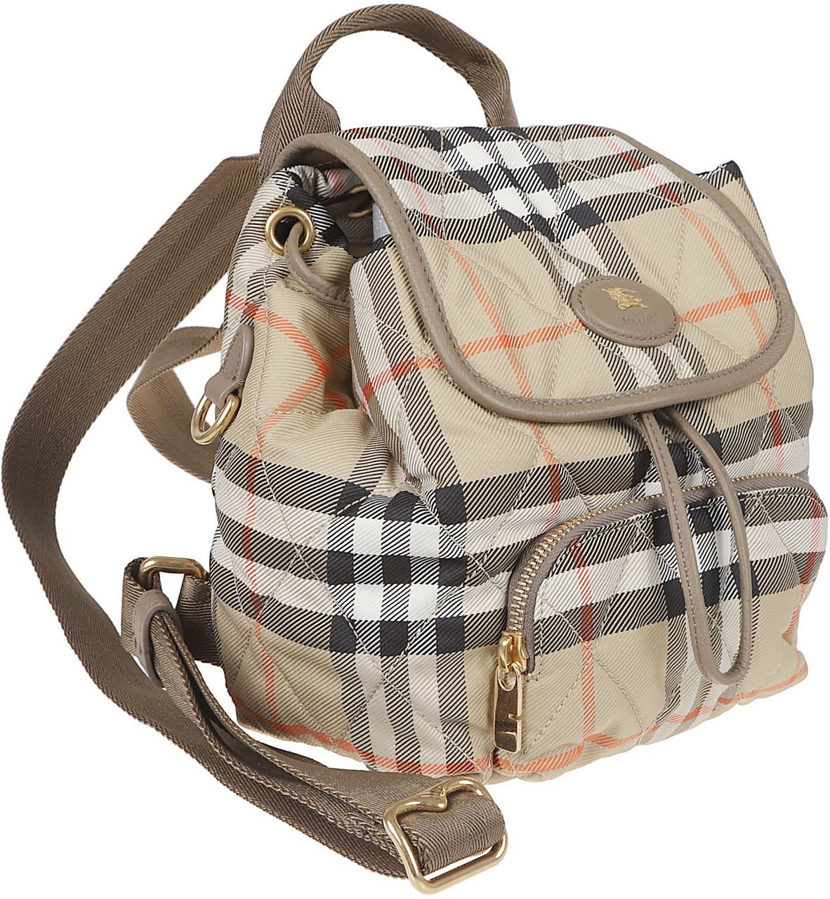Burberry Quilted Check Embroidered Backpack Neutraal