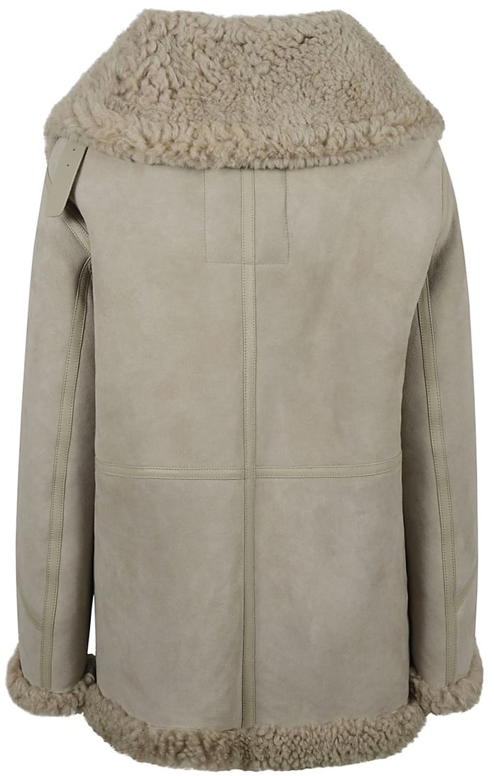Burberry Lamb Shearling Coat With Textured Collar Neutraal