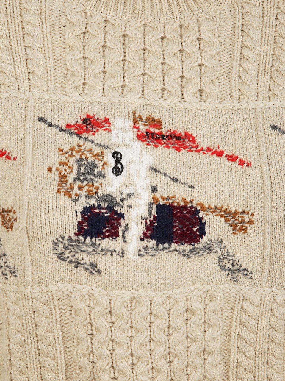 Burberry Heavyweight Aran-Knit Turtleneck Sweater Neutraal