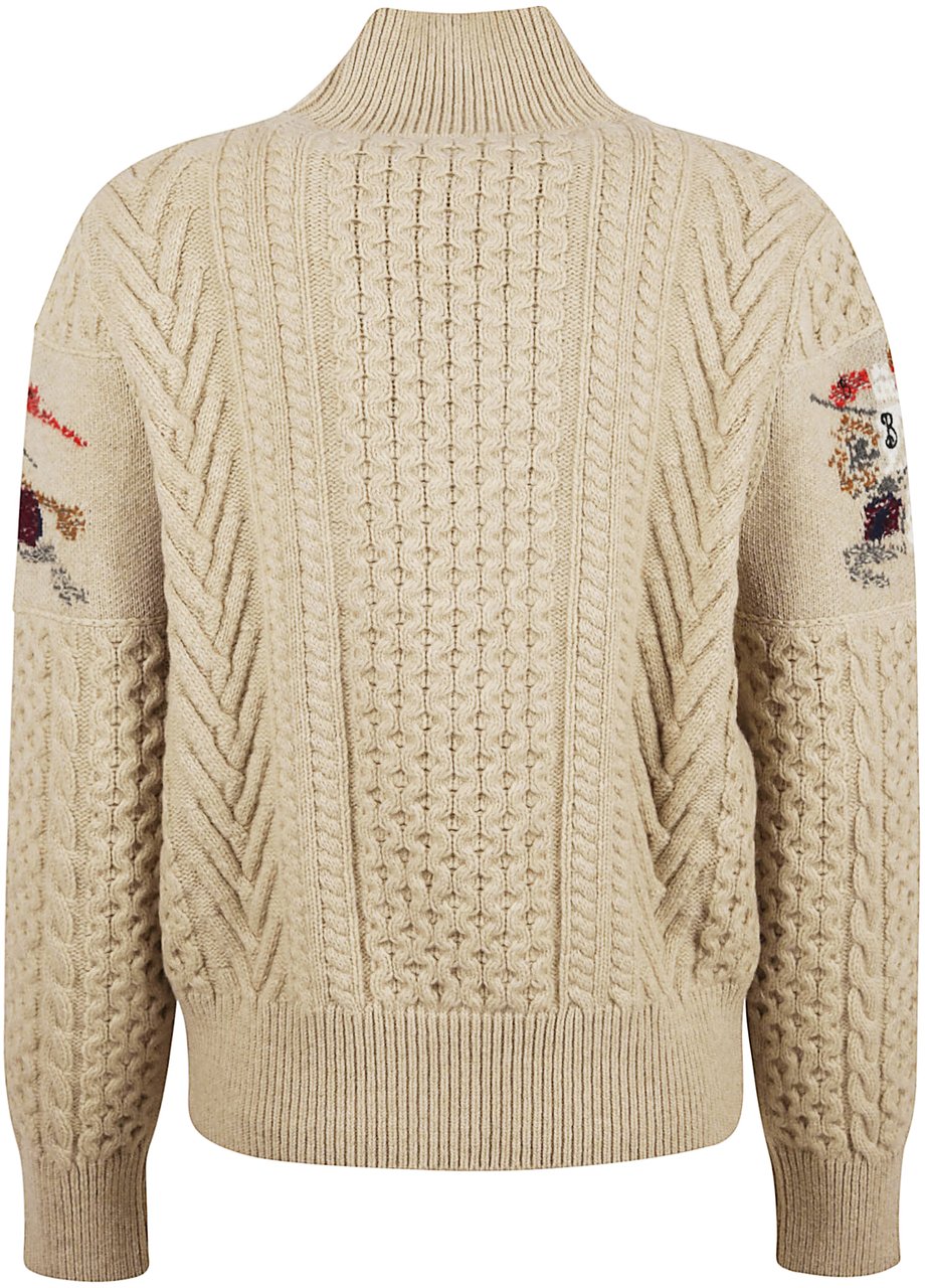 Burberry Heavyweight Aran-Knit Turtleneck Sweater Neutraal