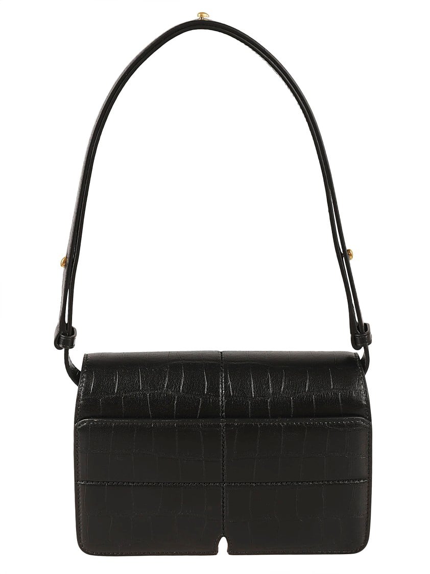 Burberry Textured Lamb Suede Shoulder Bag Zwart