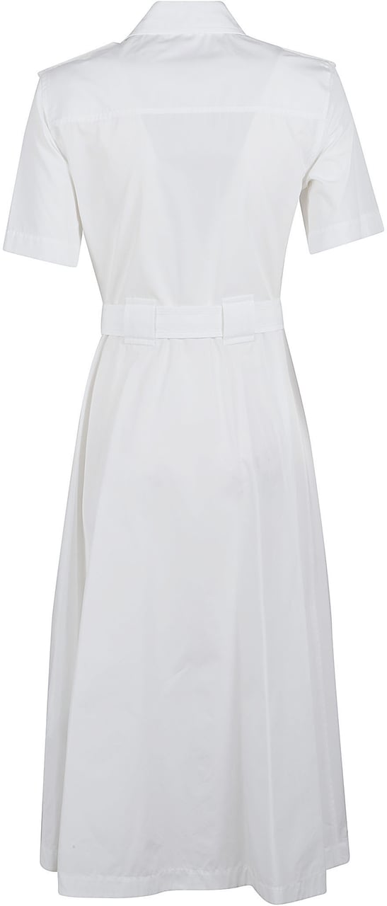 Burberry Structured White Shirt Dress with Belted Waist Wit
