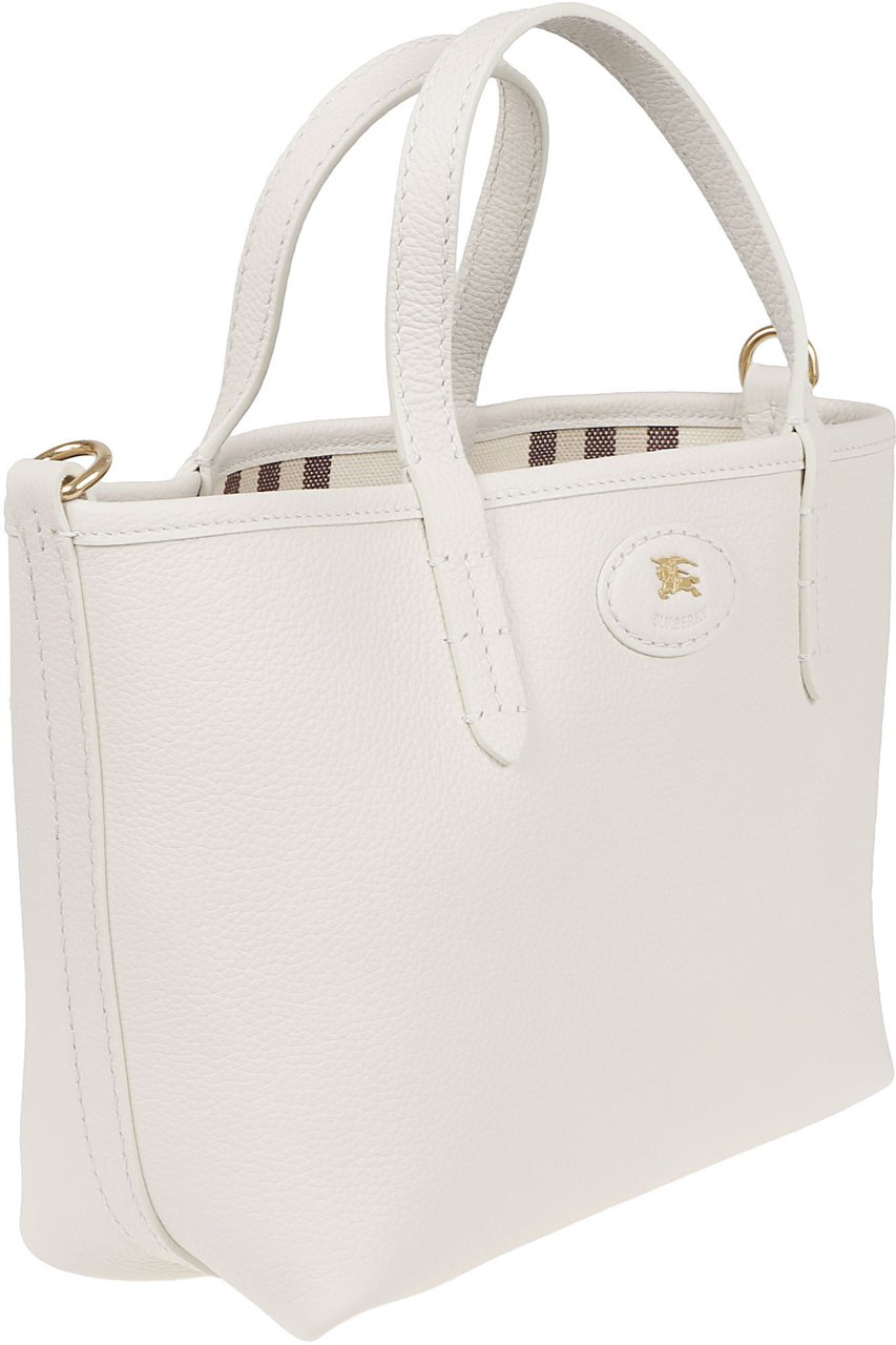 Burberry Reversible Handheld Bag in Textured Calf Grain Leather Neutraal