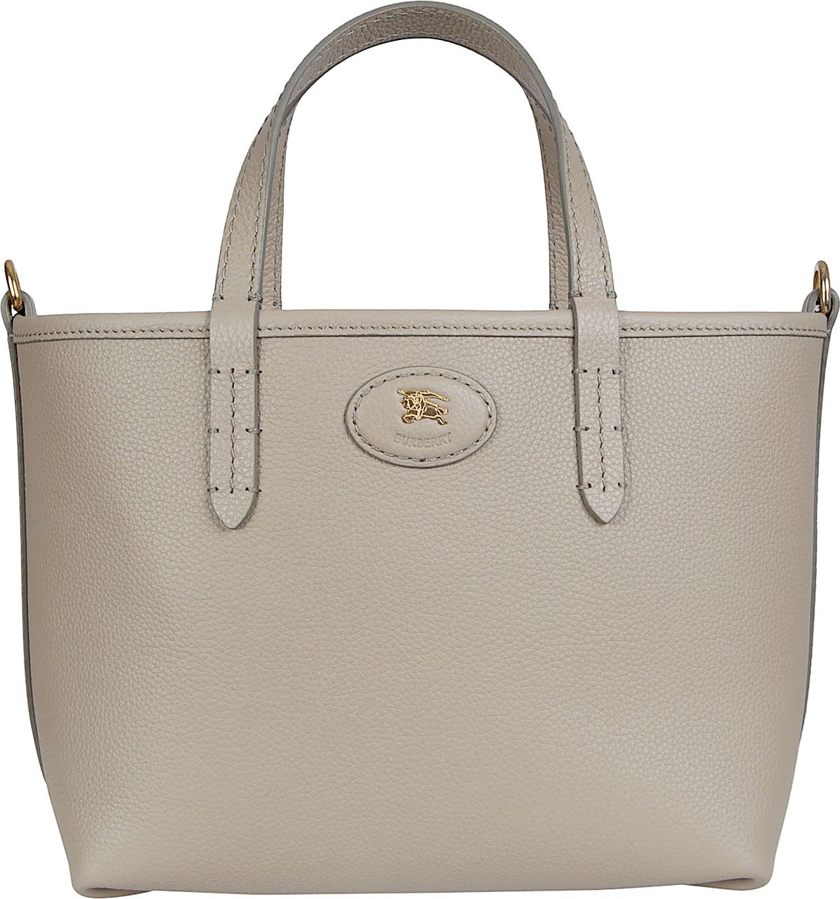 Burberry Reversible Handheld Bag in Textured Calf Grain Leather Grijs