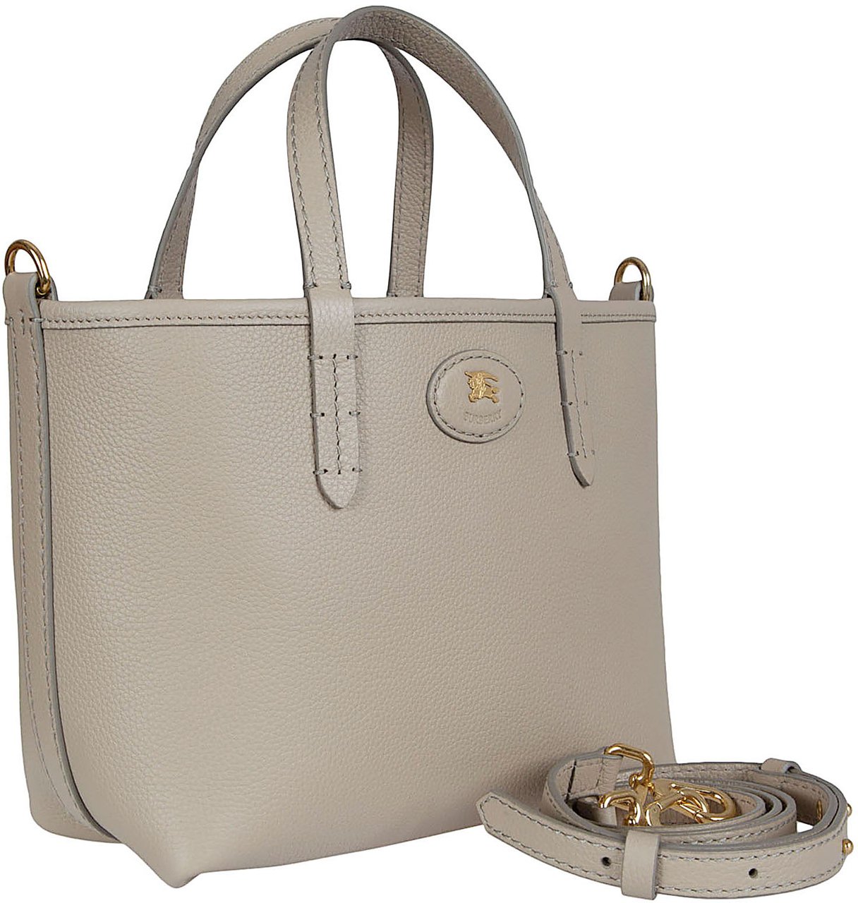 Burberry Reversible Handheld Bag in Textured Calf Grain Leather Grijs
