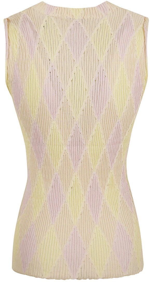 Burberry Sleeveless Textured Top With Diamond Pattern Neutraal