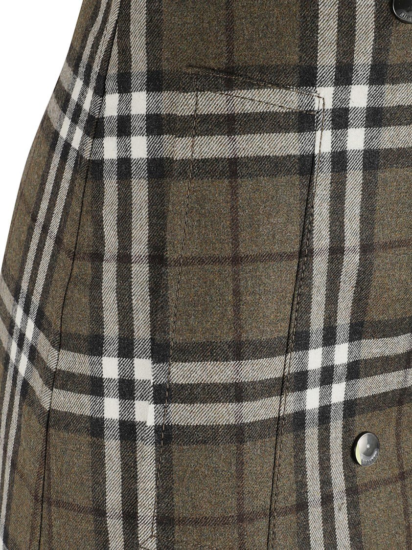 Burberry Olive Green Checked Mini Skirt Grijs