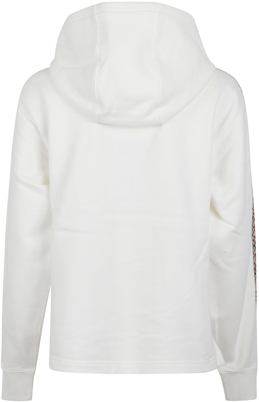Burberry White Zip-Up Hoodie with Patterned Stripe Detail Wit