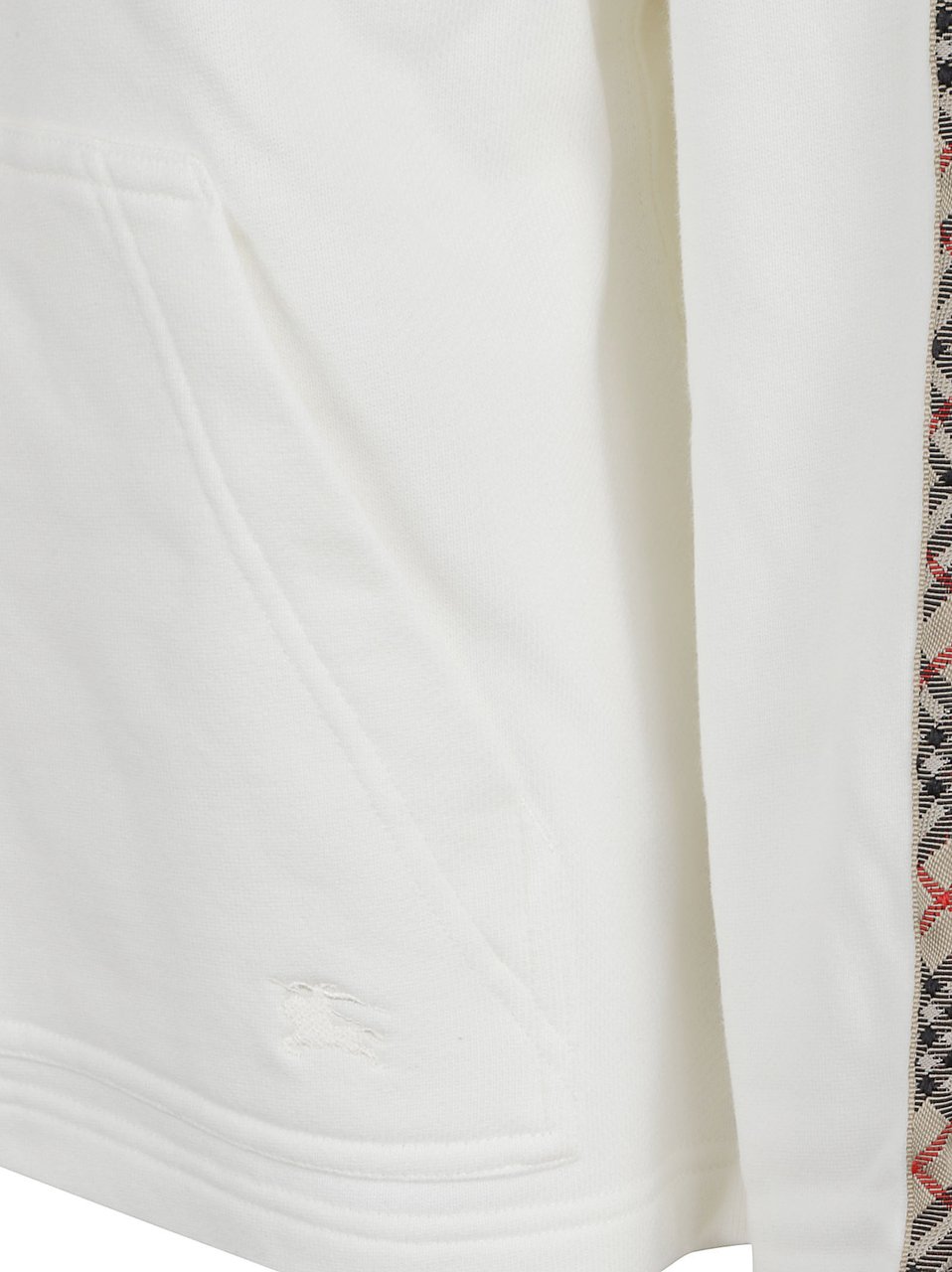 Burberry White Zip-Up Hoodie with Patterned Stripe Detail Wit