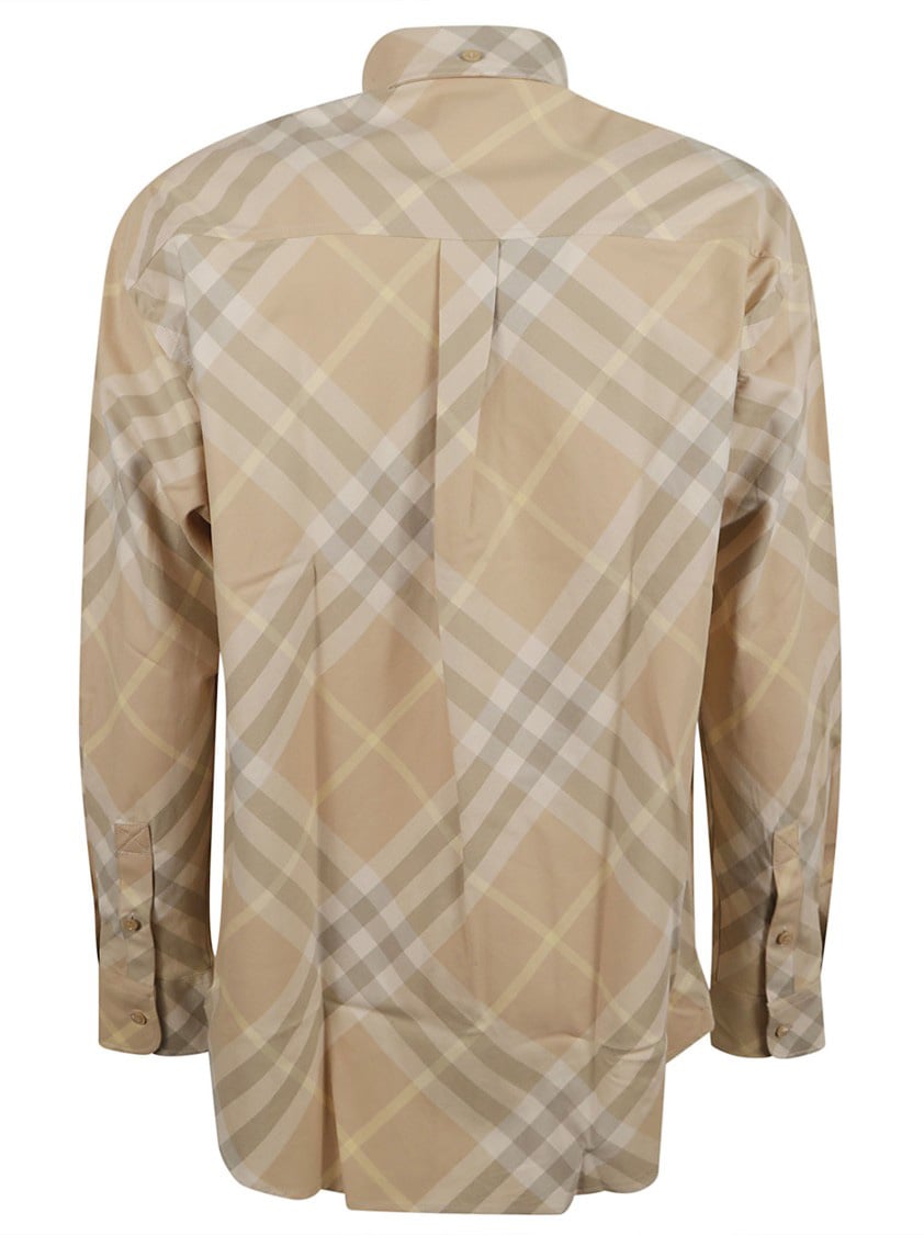 Burberry Plaid Button-Down Shirt With Tailored Fit Neutraal