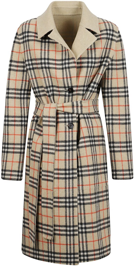 Burberry Reversible Long Coat With Check-Trimmed Collar Neutraal