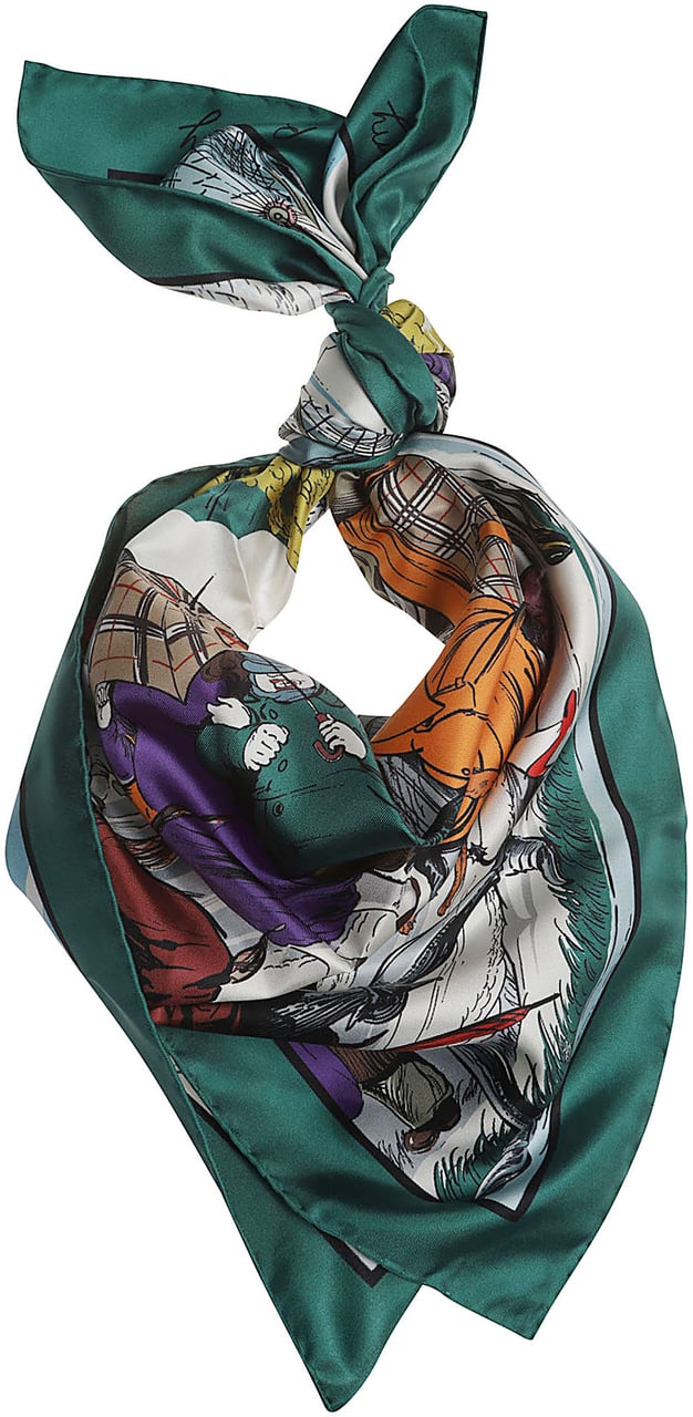 Burberry Silk Foulard with Raining Cats Grijs