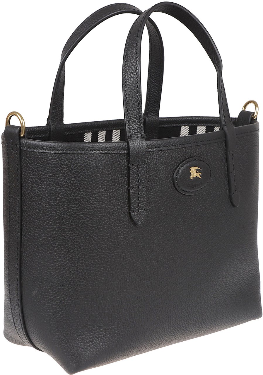 Burberry Reversible Handheld Bag in Textured Calf Leather Grijs