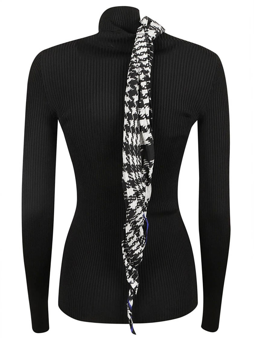 Burberry Ribbed Black Sweater With High Neck Zwart