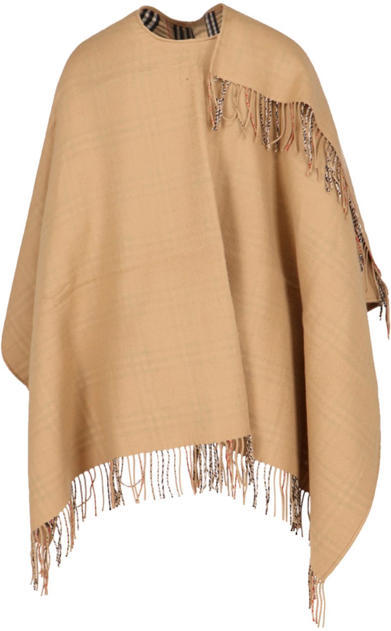 Burberry Reversible Merino Wool Mantle with Asymmetrical Hem Neutraal
