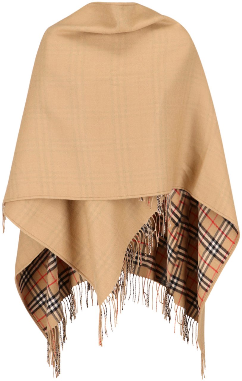 Burberry Reversible Merino Wool Mantle with Asymmetrical Hem Neutraal