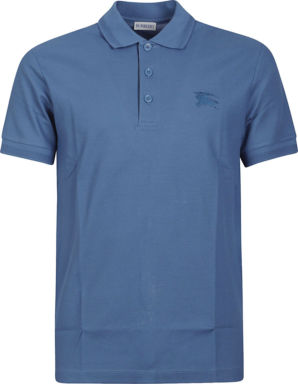 Burberry Textured Fabric Polo Shirt with Three-Button Placket Blauw