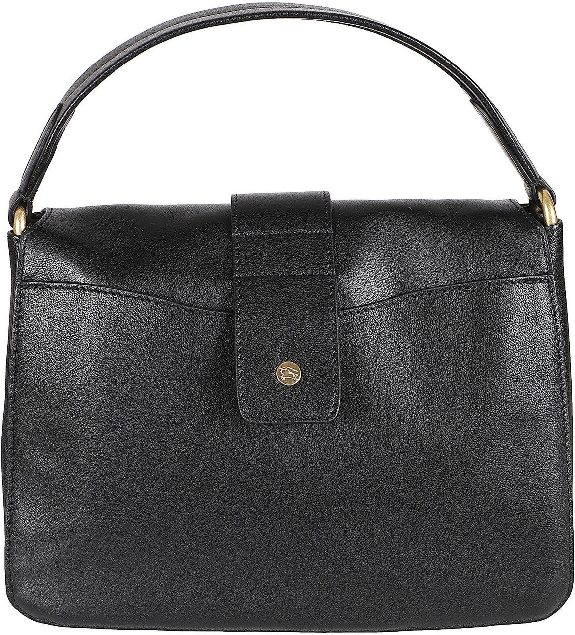 Burberry Rectangular Black Lamb Leather Handbag with Gold Accents Grijs