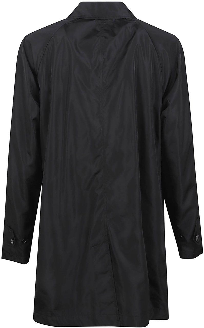 Burberry Single-Breasted Nylon Coat with Check Lining Zwart