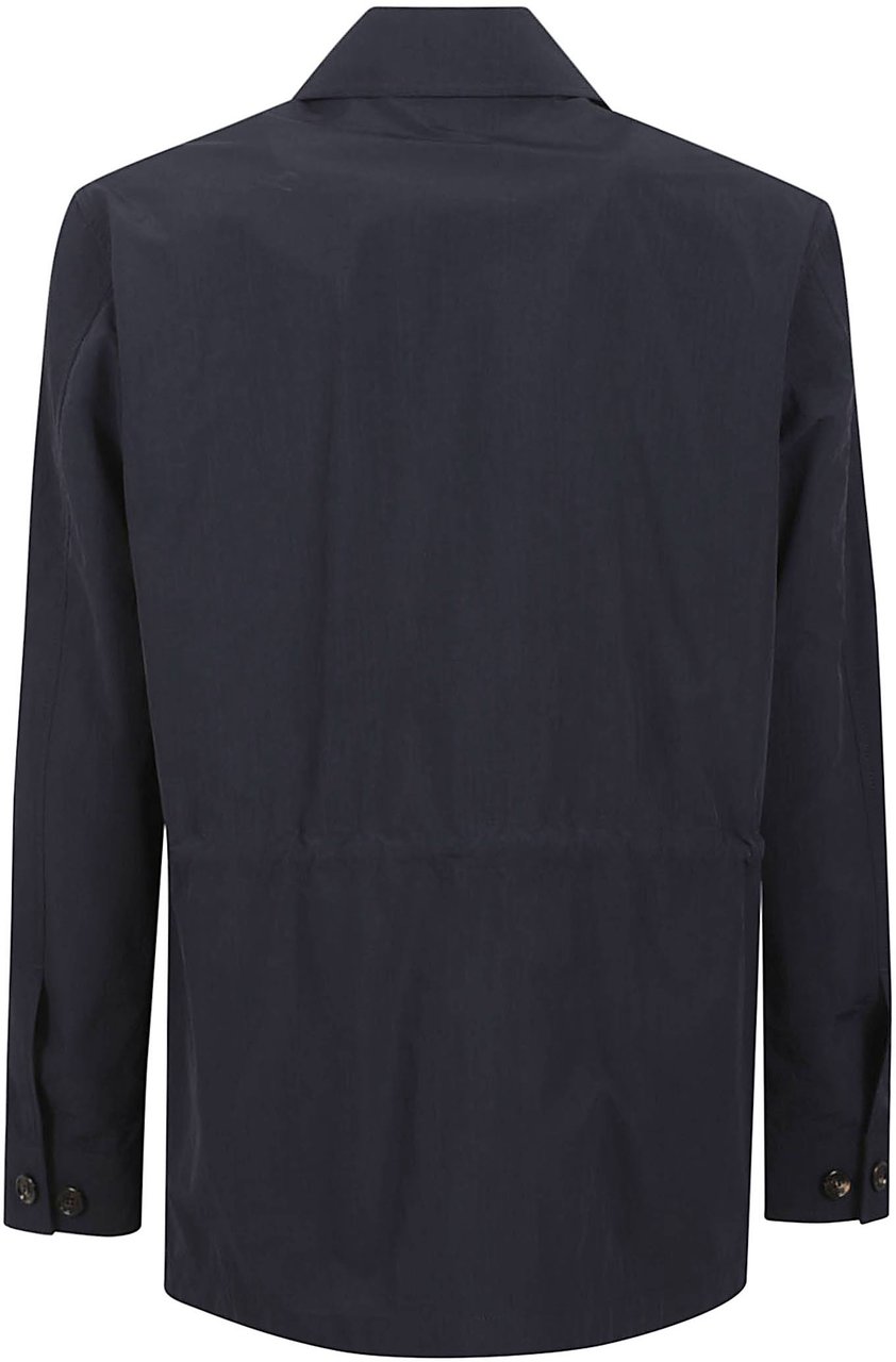 Burberry Structured Blue Polyamide Coat with Classic Collar Zwart
