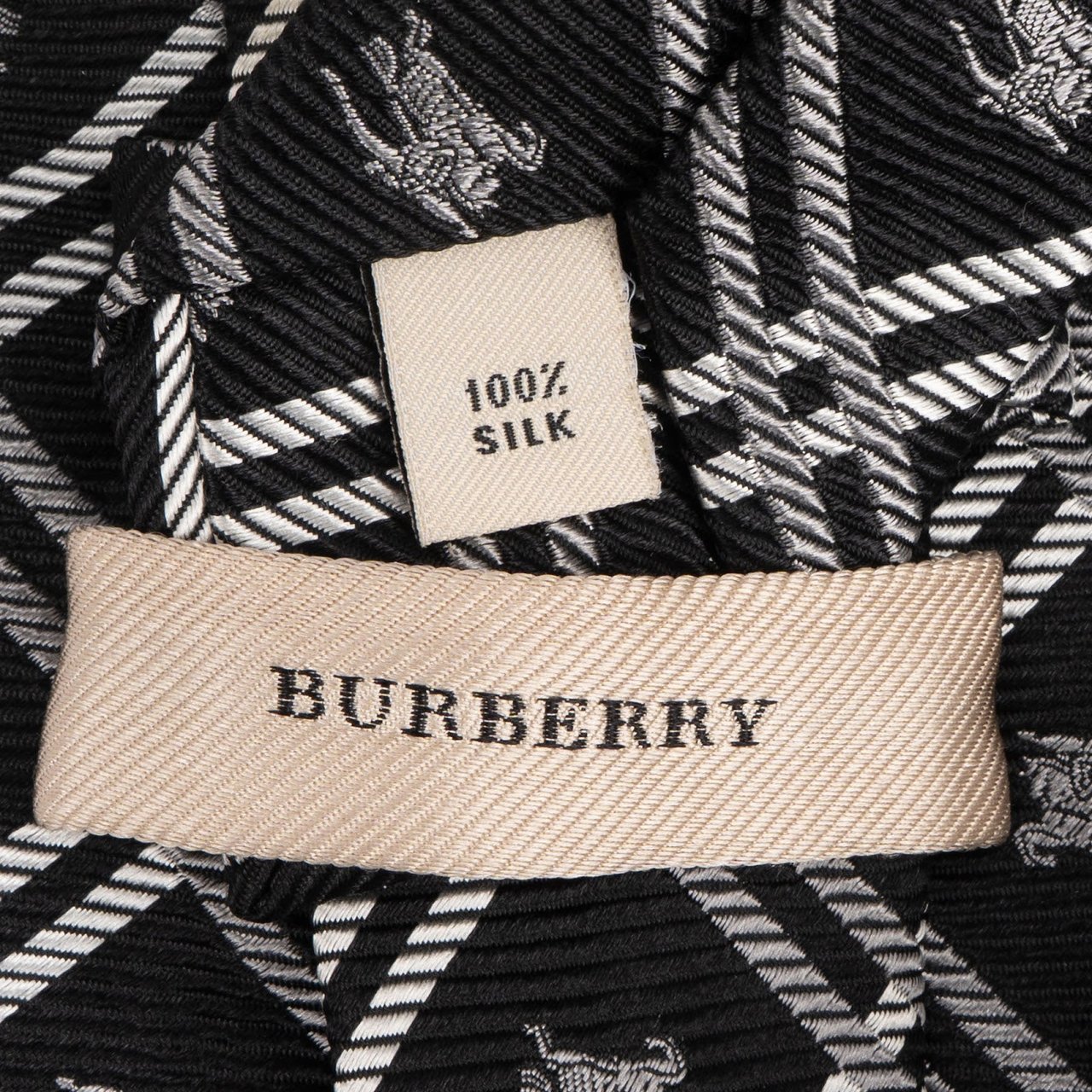 Burberry Burberry Haymarket Check Black and White Silk Tie Krawatte Zwart
