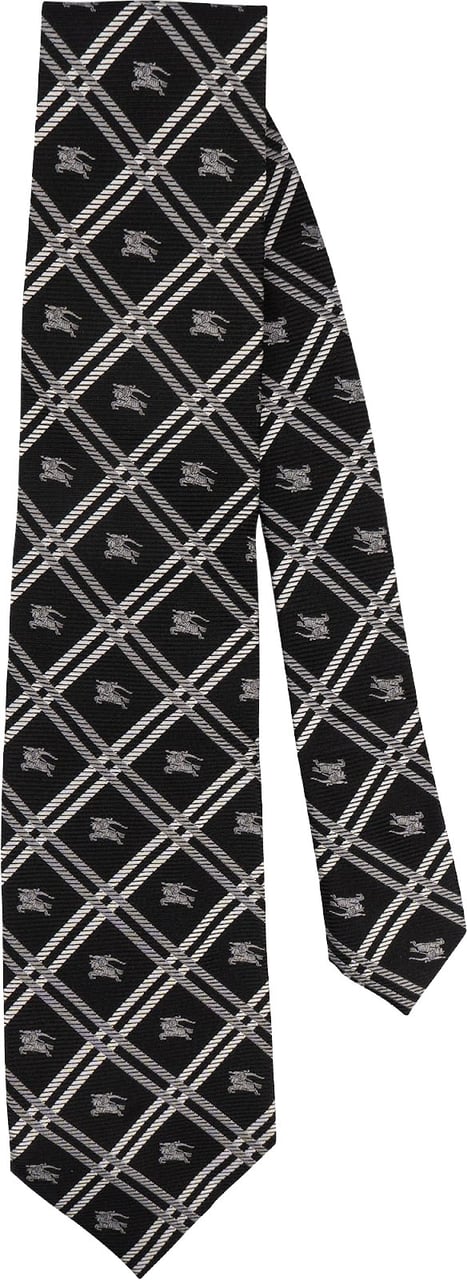 Burberry Burberry Haymarket Check Black and White Silk Tie Krawatte Zwart