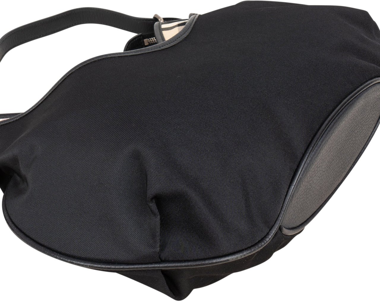 Burberry Nova-Check Monogram Hobo Shoulder Bag Zwart