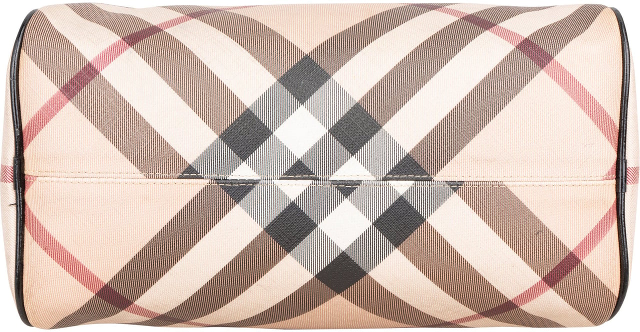 Burberry Nova-Check Monogram Boston Handbag Beige