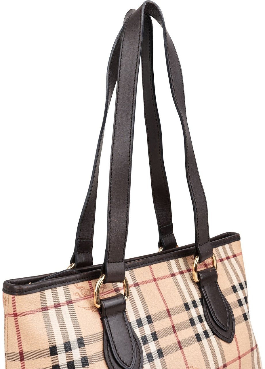 Burberry Haymarket Check Tote Shoulder Bag Beige
