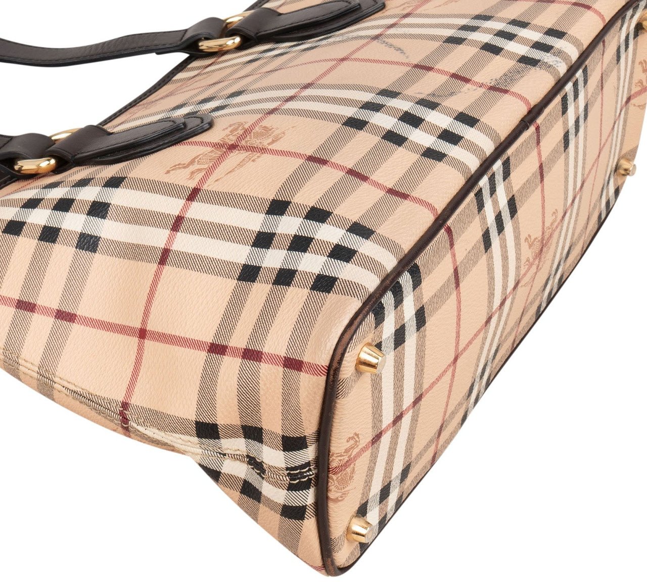 Burberry Haymarket Check Tote Shoulder Bag Beige