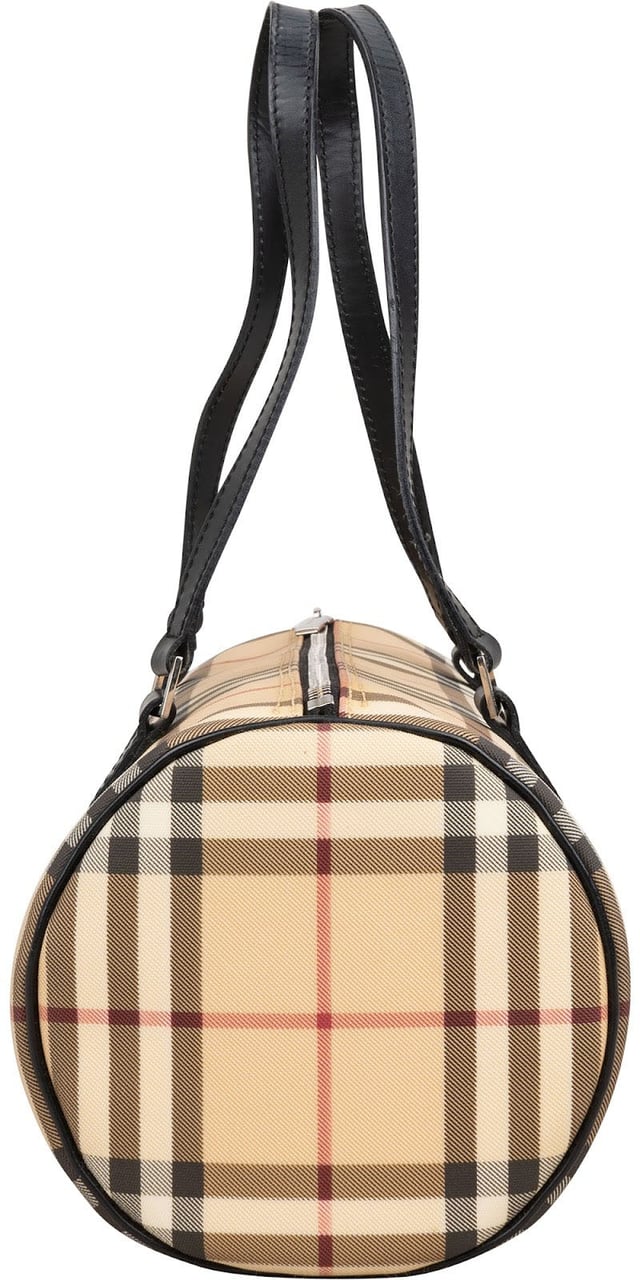 Burberry Nova-Check Monogram Barrel Handbag Beige
