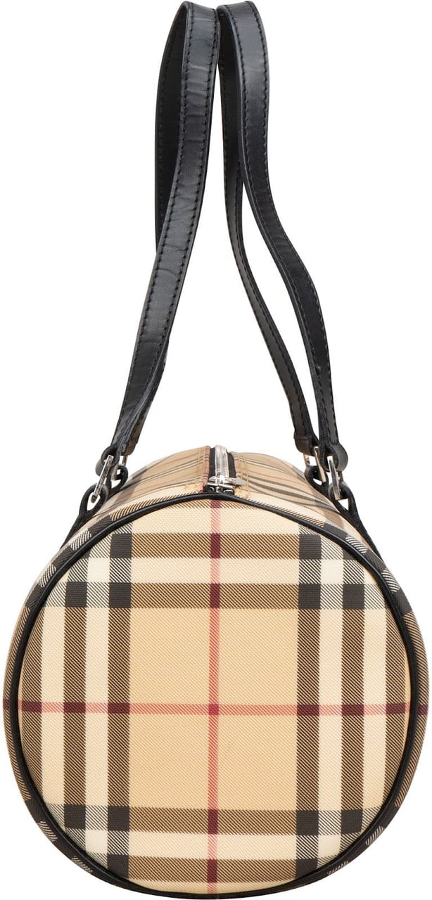 Burberry Nova-Check Monogram Barrel Handbag Beige