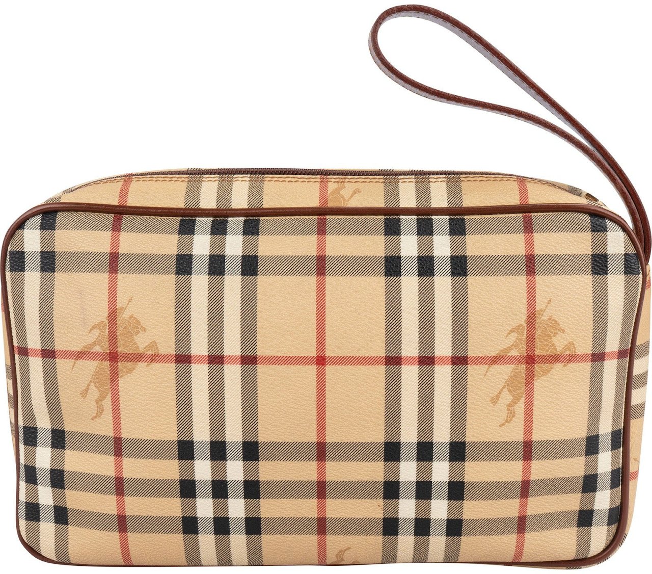 Burberry Nova-Check Monogram Haymarket Check Clutch Beige