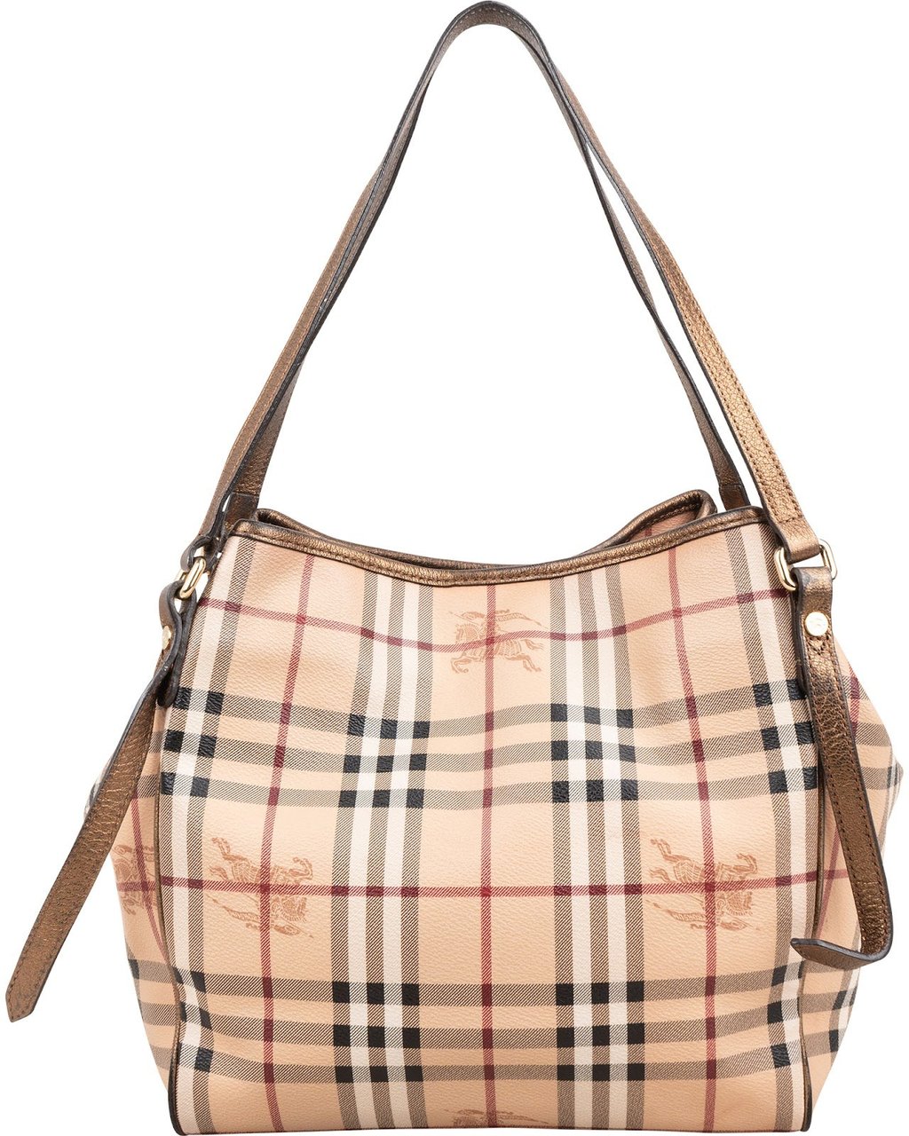 Burberry Haymarket Check Tote Shoulder Bag Beige