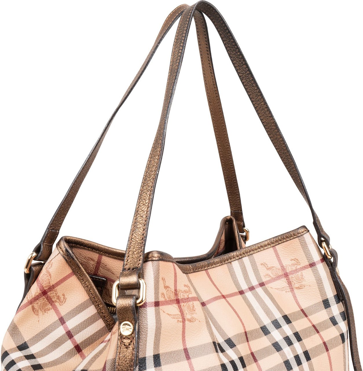 Burberry Haymarket Check Tote Shoulder Bag Beige