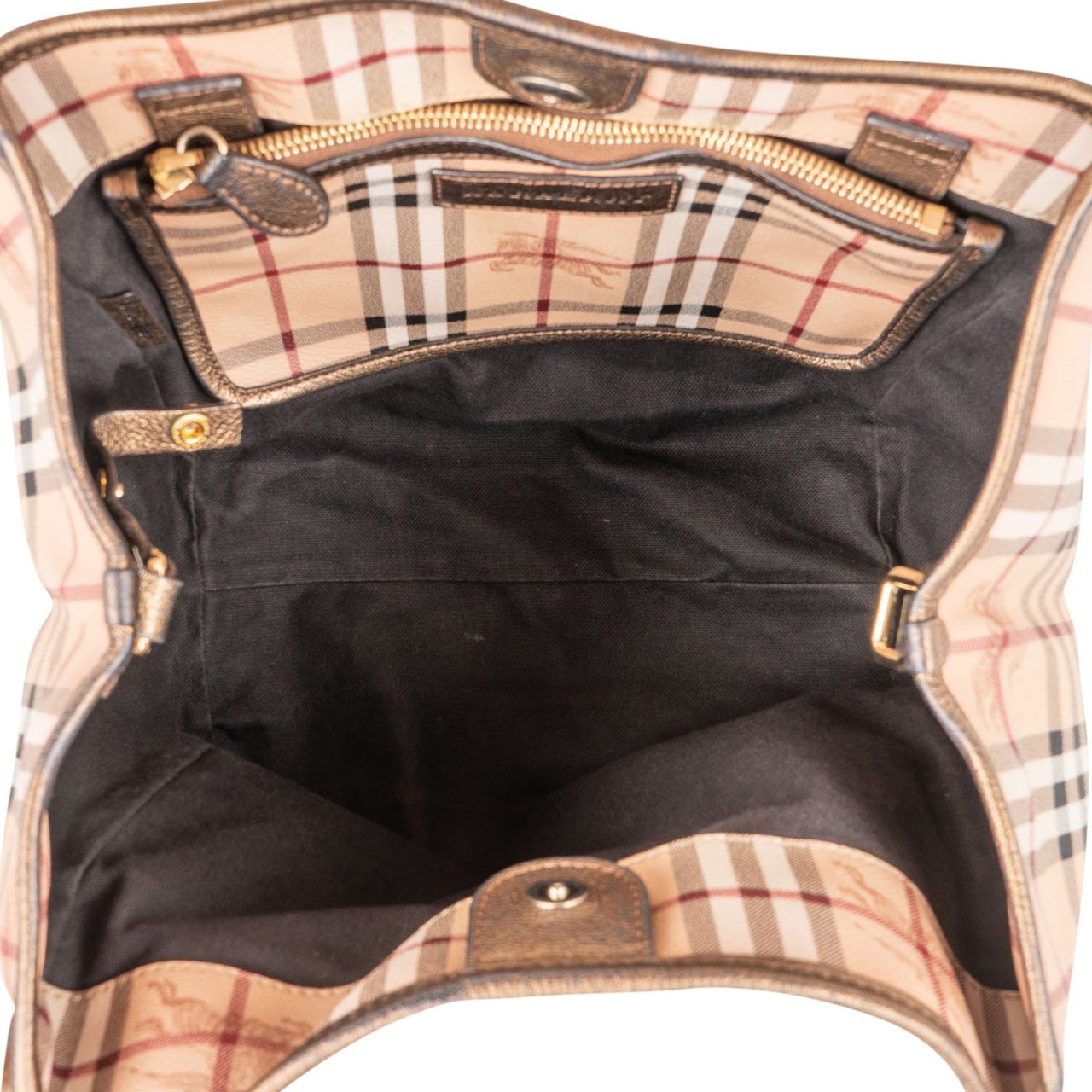 Burberry Haymarket Check Tote Shoulder Bag Beige