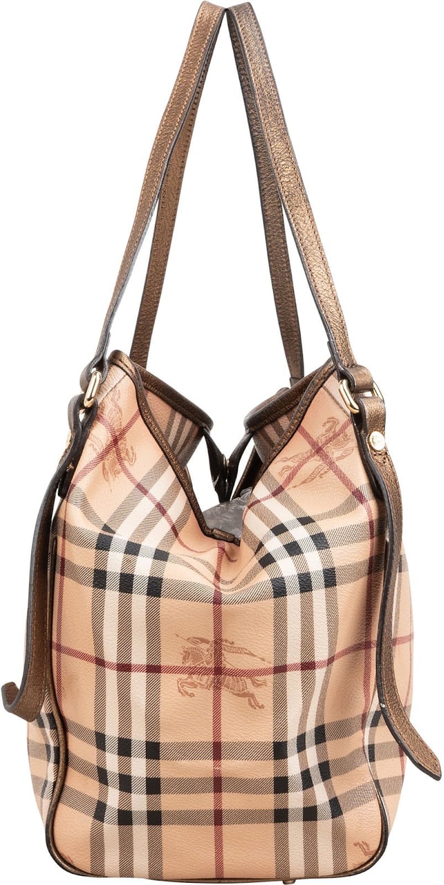 Burberry Haymarket Check Tote Shoulder Bag Beige