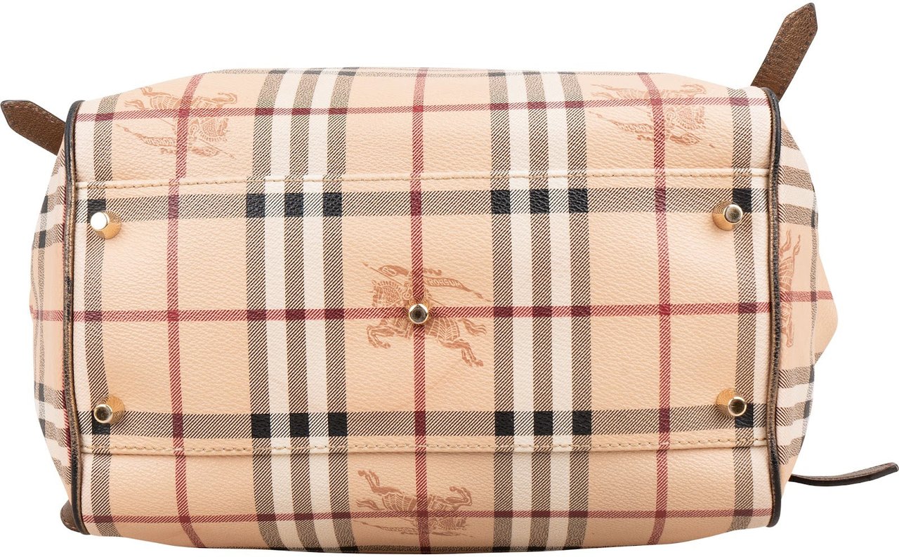 Burberry Haymarket Check Tote Shoulder Bag Beige