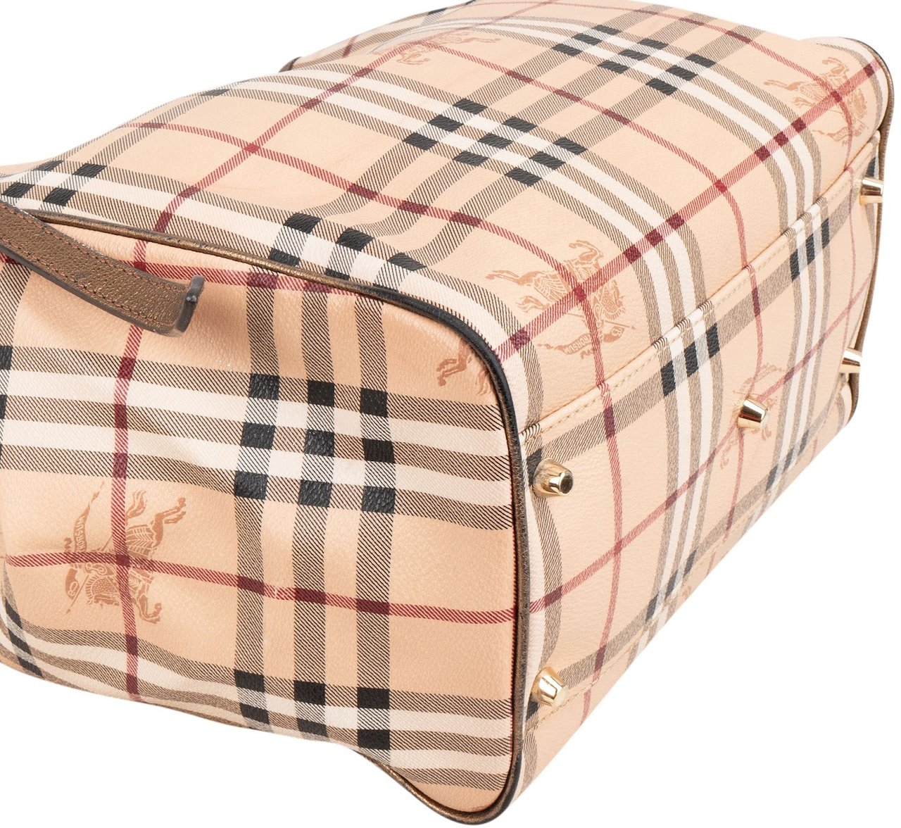 Burberry Haymarket Check Tote Shoulder Bag Beige